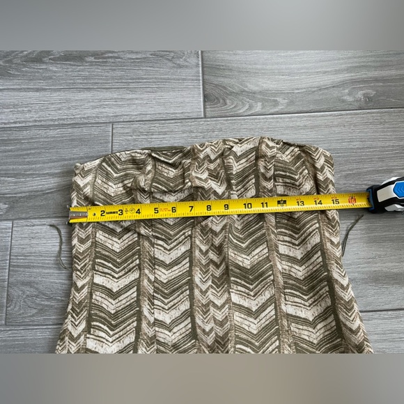 Michael Kors| Linen Printed Strapless Dress in Neutral Chevron Print, Size 6••• - Picture 11 of 12